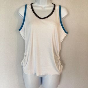 Lucky in Love Womens Ruched Vented Tank White Black Blue Golf Tennis Size Large